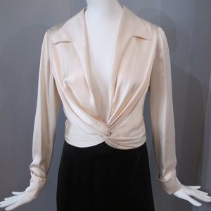 Long Sleeve Ivory Silk Charmeuse Blouse